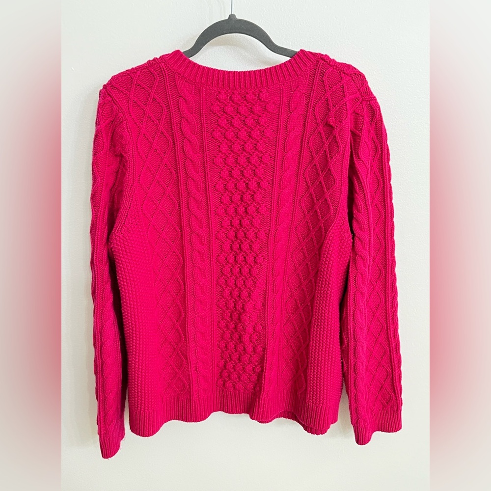 Talbots Bright Pink Cable-Knit Button Cardigan - image 2